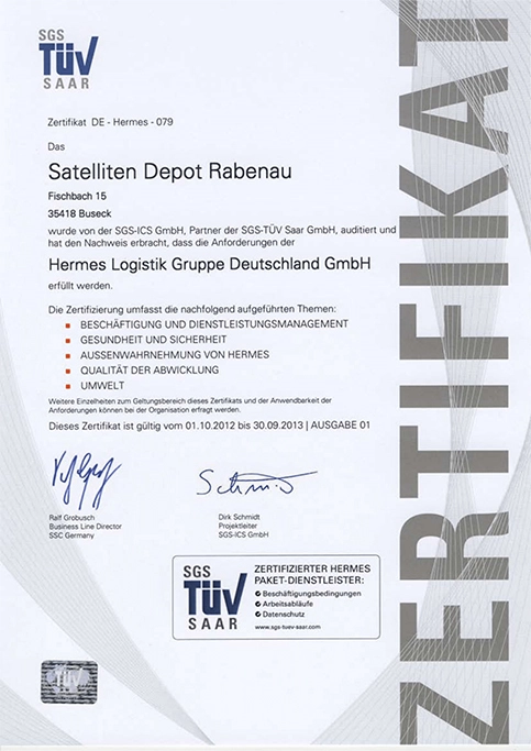 Maier-Logisik-Transport-Reiskirchen-Zertifikat-Hermes-Logistik-Satelliten-Depot-Rabenau